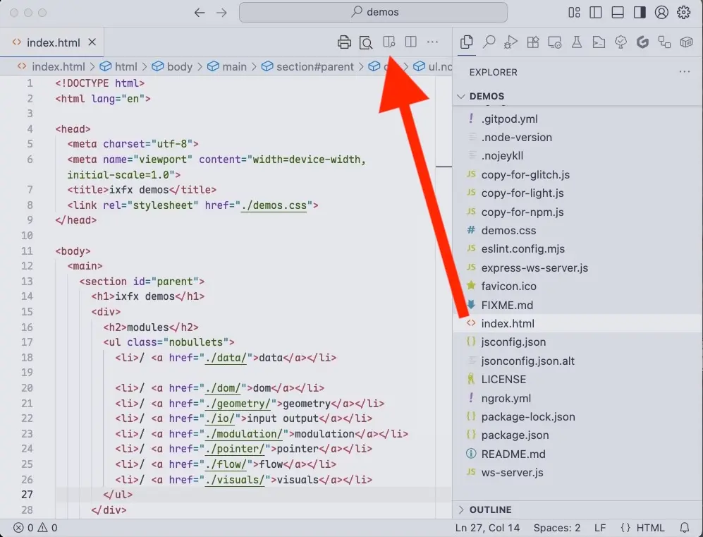 Show preview button indicated in toolbar